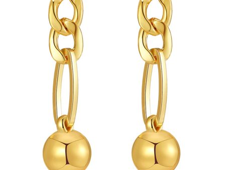 18K Gold-Plated Cable Chain Ball Drop Earrings Supply