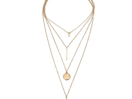 18K Gold-Plated Bar & Star Layered Pendant Necklace on Sale