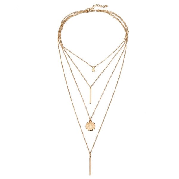 18K Gold-Plated Bar & Star Layered Pendant Necklace on Sale