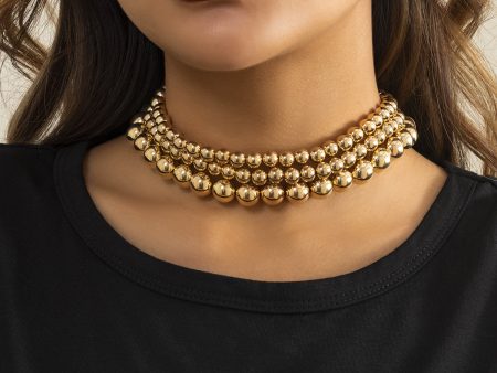 18K Gold-Plated Beaded Layered Choker Necklace Cheap