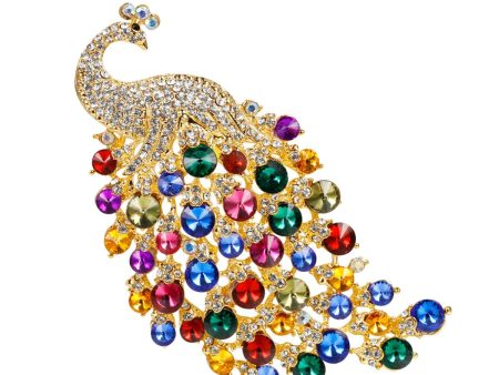 Crystal & Cubic Zirconia Peacock Brooch Fashion