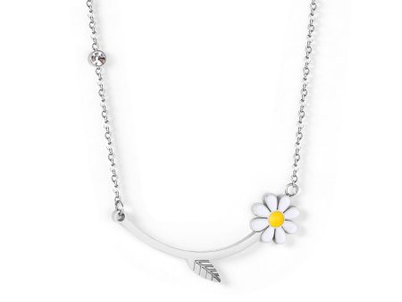 Yellow Enamel & Silver-Plated Cubic Zirconia-Accent Mum Bar Necklace Hot on Sale