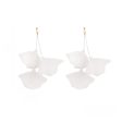 White Polyster & 18K Gold-Plated Three-Petal Drop Earrings For Sale