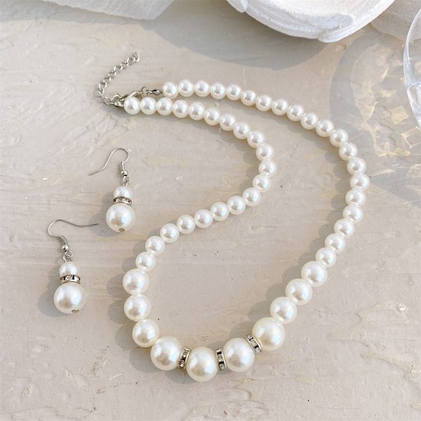 Pearl & Cubic Zirconia Beaded Necklace & Drop Earrings Online now