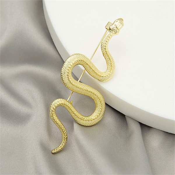 18K Gold-Plated Snake Cut Brooch Fashion