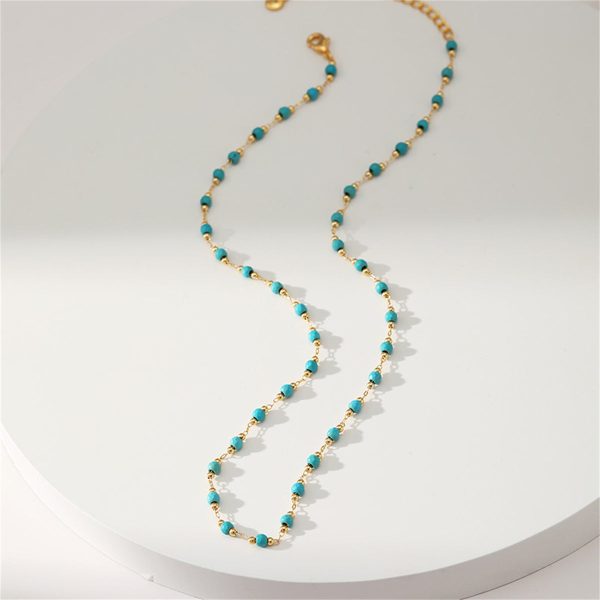 Turquoise & 18K Gold-Plated Bead Necklace For Discount