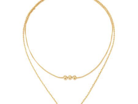 18K Gold-Plated Bead Layered Pendant Necklace Online