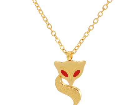 Red Enamel & 18K Gold-Plated Fox Pendant Necklace on Sale