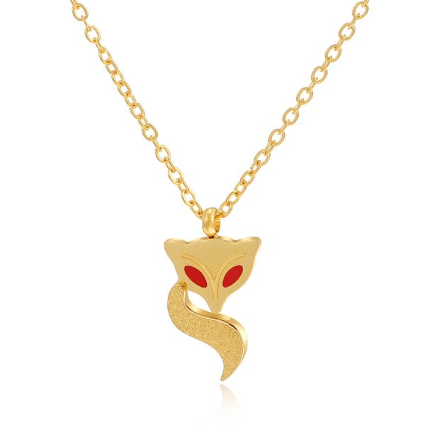 Red Enamel & 18K Gold-Plated Fox Pendant Necklace on Sale