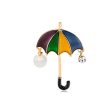 Colored Enamel & Cubic Zirconia Pearl 18K Gold-Plated Umbrella Brooch Discount