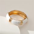 White Enamel & 18K Gold-Plated Geometric Bamboo Bangle Online Hot Sale