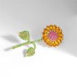 Yellow Crystal & Cubic Zirconia Sunflower Brooch Cheap