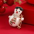 Cubic Zirconia & 18K Gold-Plated Skiing Snowman Brooch Hot on Sale