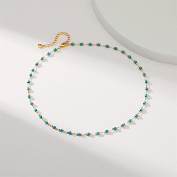 Turquoise & 18K Gold-Plated Bead Necklace For Discount