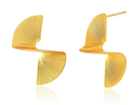 18K Gold-Plated 3D Spinning Stud Earrings For Cheap