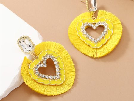 Yellow Polyster & Enamel Crystal Cubic Zirconia 18K Gold-Plated Heart Dangle Earring on Sale