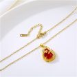 Red Quartz & 18K Gold-Plated Botanical Drop Pendant Necklace For Sale