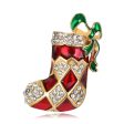 Cubic Zirconia & 18K Gold-Plated Harlequin Stocking Brooch Sale