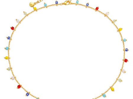 Yellow & Red Crystal & 18K Gold-Plated Necklace Discount