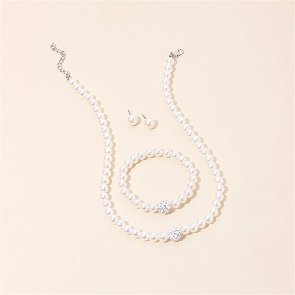 Pearl & Cubic Zirconia Silver-Plated Beaded Necklace Set Discount