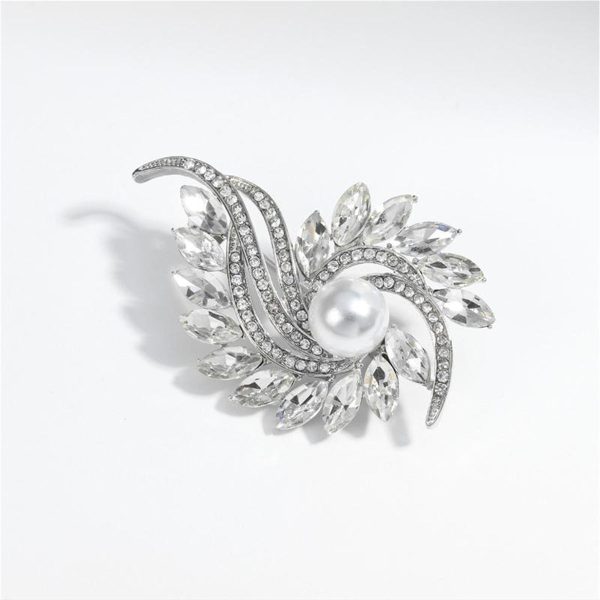 Clear Crystal & Cubic Zirconia Botanical Brooch Cheap