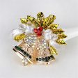 Cubic Zirconia & 18K Gold-Plated Botany Bow & Bell Brooch For Sale