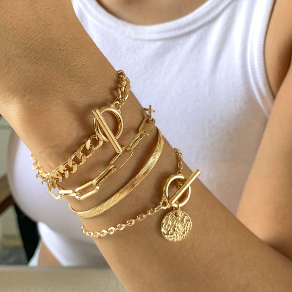 18K Gold-Plated Chain Adjustable Bracelet Set Online Sale