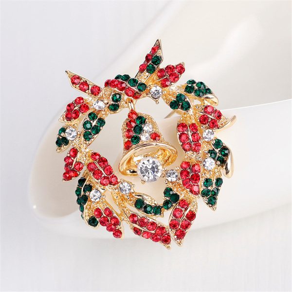 Cubic Zirconia & 18K Gold-Plated Bell Botany Wreath Brooch Hot on Sale