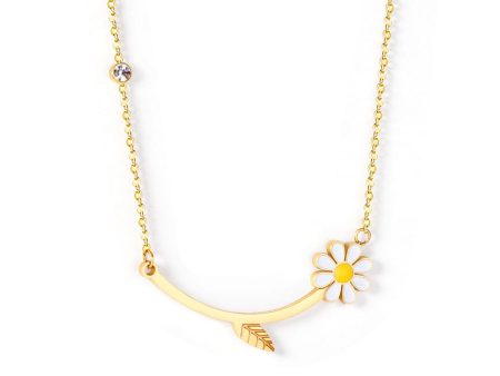 Yellow Enamel & 18K Gold-Plated Cubic Zirconia-Accent Mum Bar Necklace Online