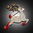 Cubic Zirconia & 18K Gold-Plated Jumping Deer Brooch Online now