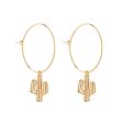 18K Gold-Plated Cactus Hoop Earrings For Discount