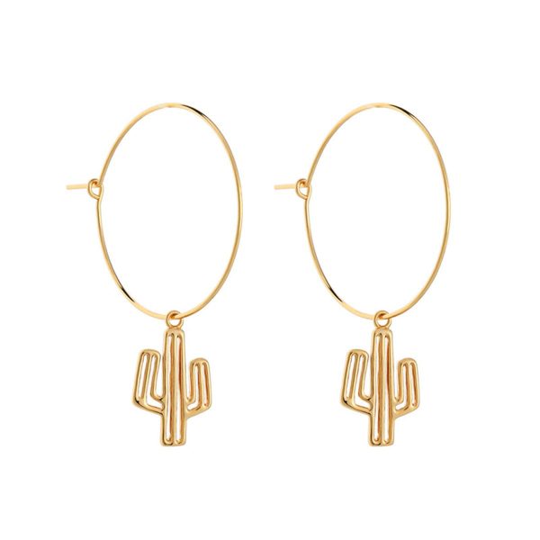 18K Gold-Plated Cactus Hoop Earrings For Discount