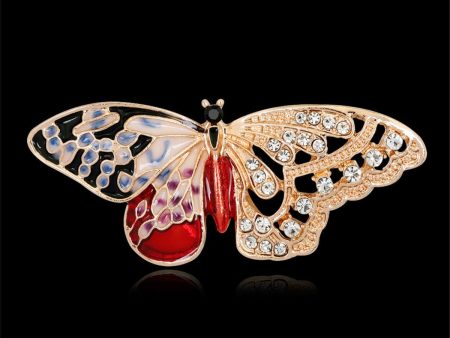 Cubic Zirconia & 18K Gold-Plated Butterfly Brooch Online Sale