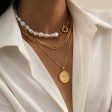 Pearl & 18K Gold-Plated Coin Pendant Necklace Set Fashion