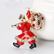 Cubic Zirconia & 18K Gold-Plated Santa Claus & Presents Brooch Cheap