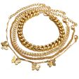 18K Gold-Plated Butterfly Station Anklet Set Hot on Sale