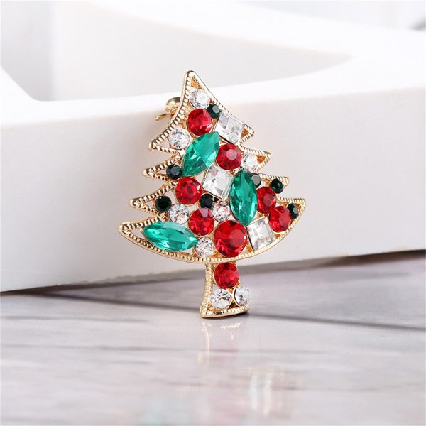 Colored Cubic Zirconia & Crystal Christmas Tree Brooch Online Sale