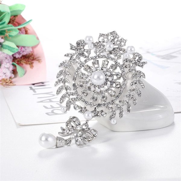 Clear Cubic Zirconia & Silver-Plated Botany Bow Brooch Discount