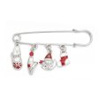 Silver-Plated & Red Christmas Charm Brooch on Sale