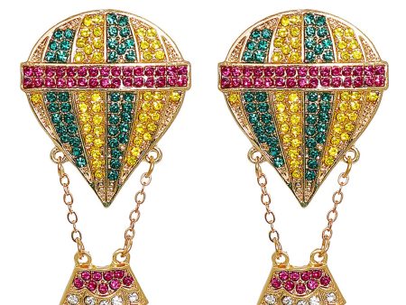 Yellow Cubic Zirconia & 18K Gold-Plated Hot Air Balloon Drop Earrings Online Hot Sale