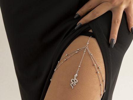 Silver-Plated Snake Layered Leg Chain Fashion