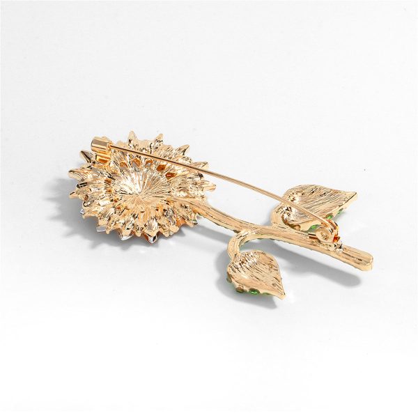 Yellow Crystal & Cubic Zirconia Sunflower Brooch Cheap