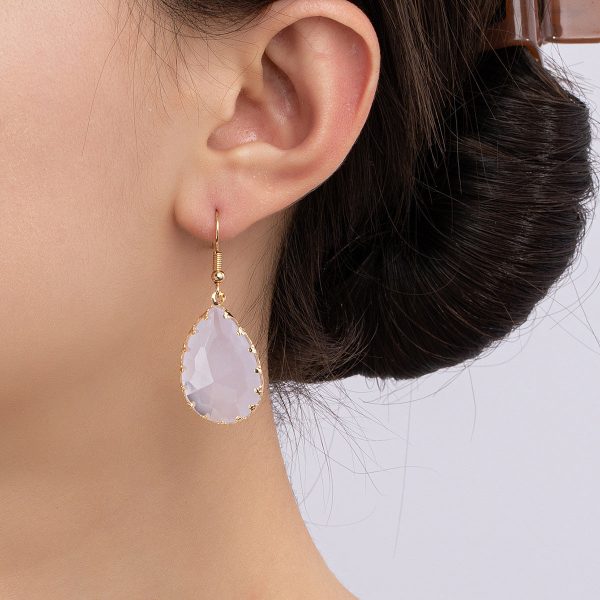 White Crystal & 18K Gold-Plated Drop Earrings Discount