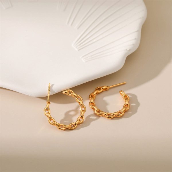 18K Gold-Plated Cable Chain Hoop Earrings Hot on Sale