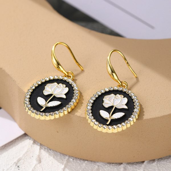 White Enamel & Cubic Zirconia 18K Gold-Plated Flower Oval Drop Earrings Online Hot Sale