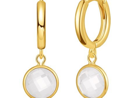 White Crystal & 18K Gold-Plated Round Huggie Earrings Fashion