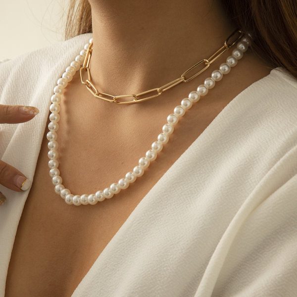 Pearl & 18K Gold-Plated Choker Necklace Set Online now