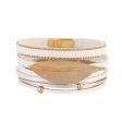 White Polystyrene & 18K Gold-Plated Bead Line Leaf-Charm Layered Bangle Online Sale