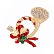 Cubic Zirconia & 18K Gold-Plated French Horn & Bow Brooch Cheap