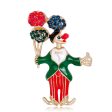 Cubic Zirconia & 18K Gold-Plated Bouquet & Clown Brooch Sale